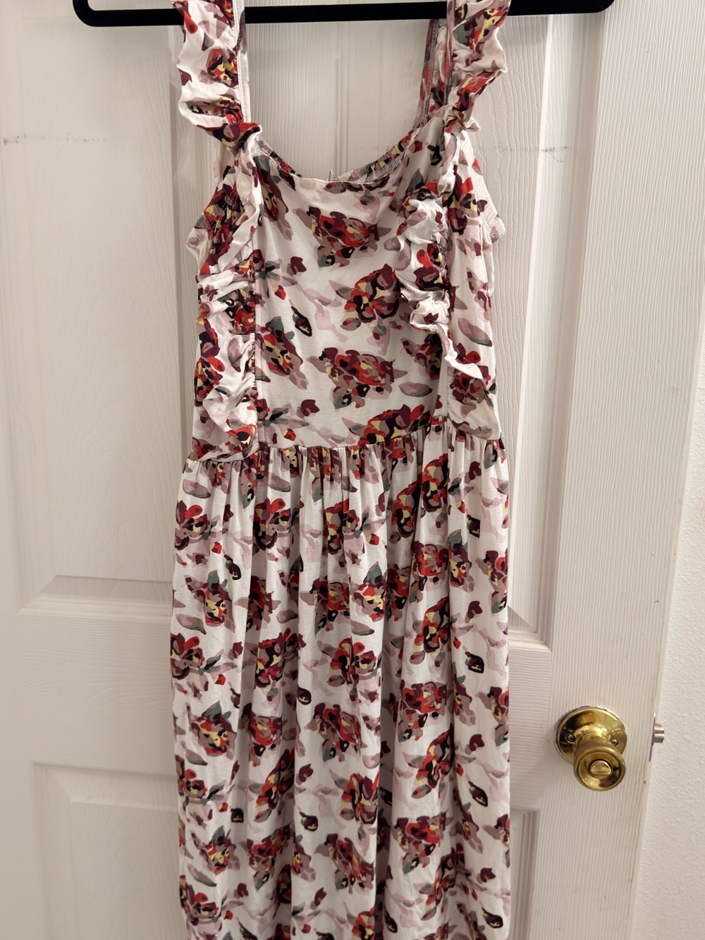 kate quinn White Midi Dress with Red Floral Print